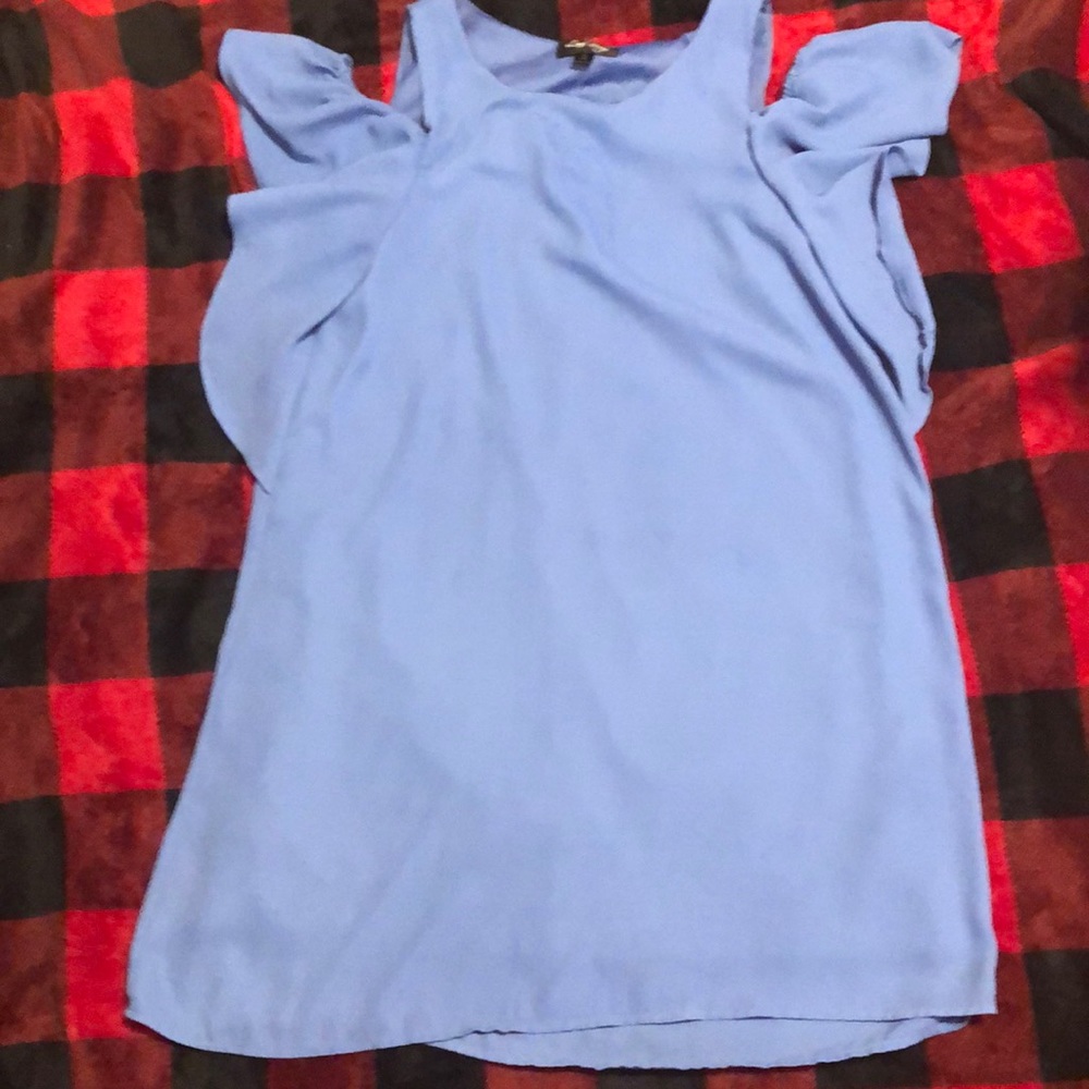 Blue dress off the shoulder